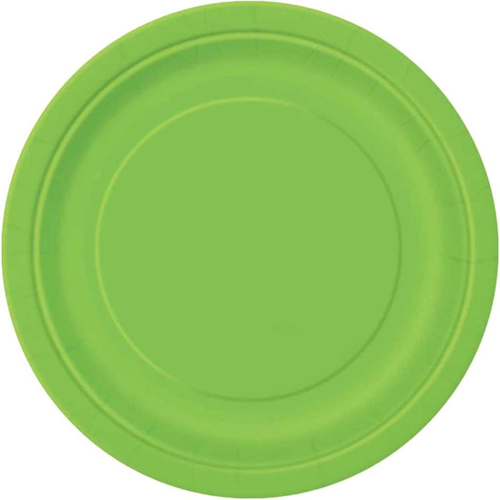 Lime Green Solid Round Dinner Plates 9in 16ct 