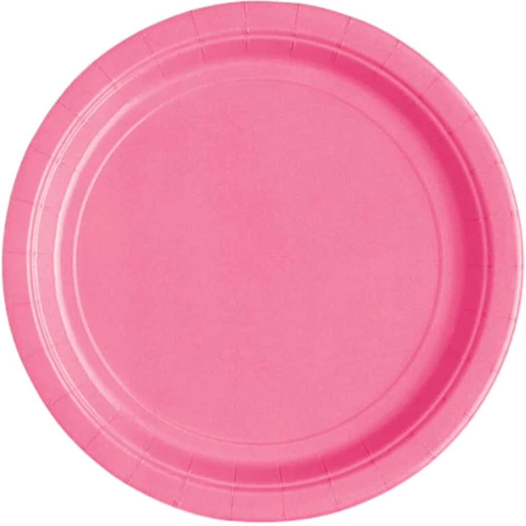 Round Dessert Plates 7in, 20ct, Hot Pink Solid 