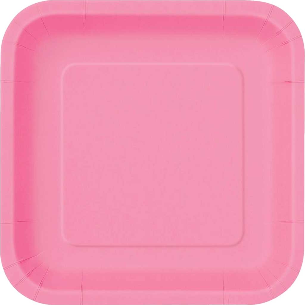 Square Dinner Plates 9in 14ct, Hot Pink Solid 