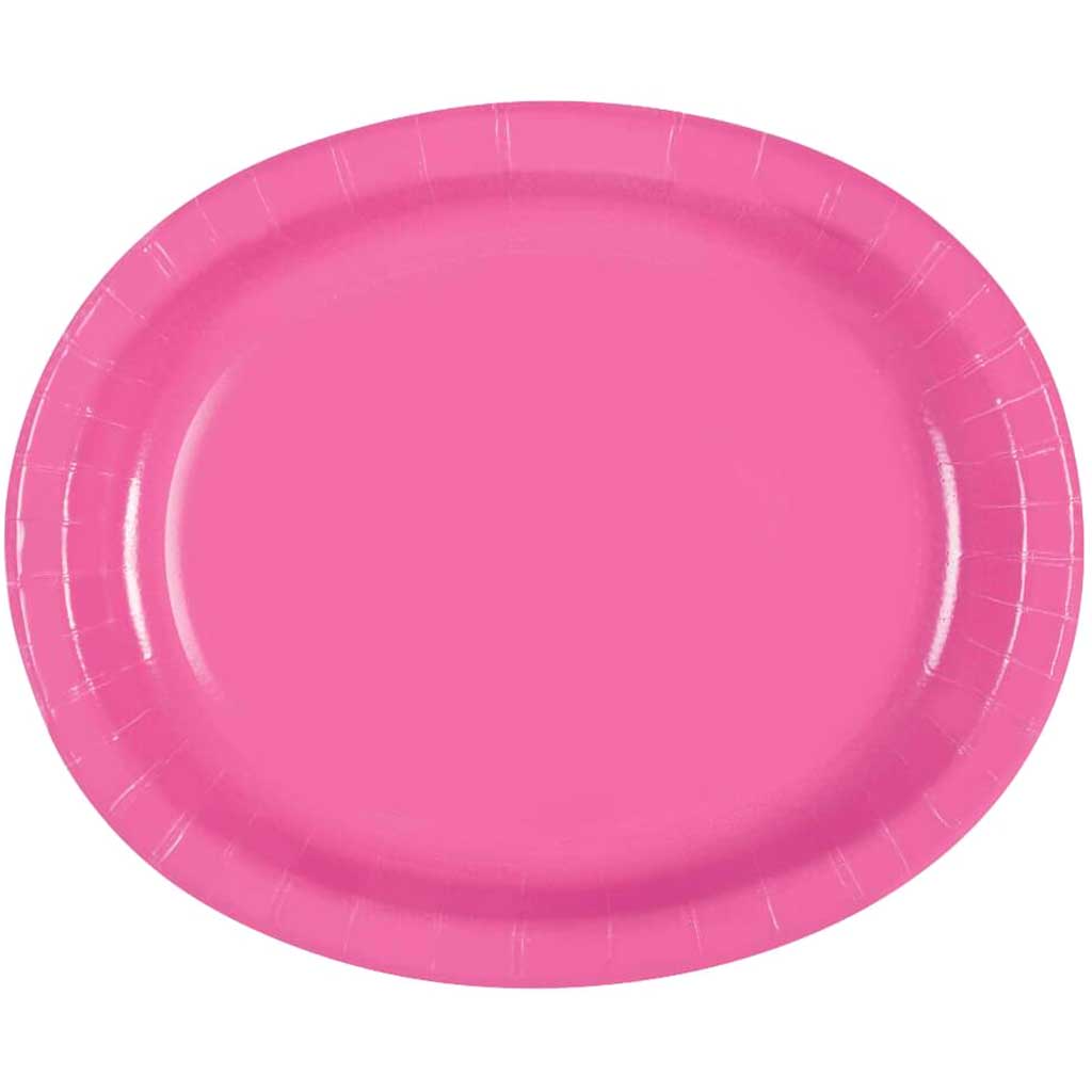 Oval Plates 8ct, Hot Pink Solid 