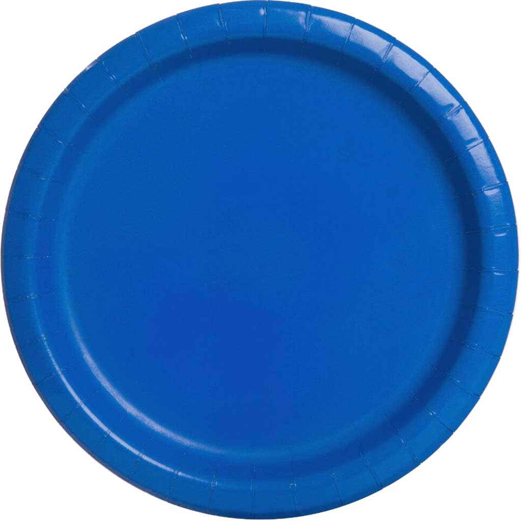 Royal Blue Solid Round Dessert Plates 7in 8ct 