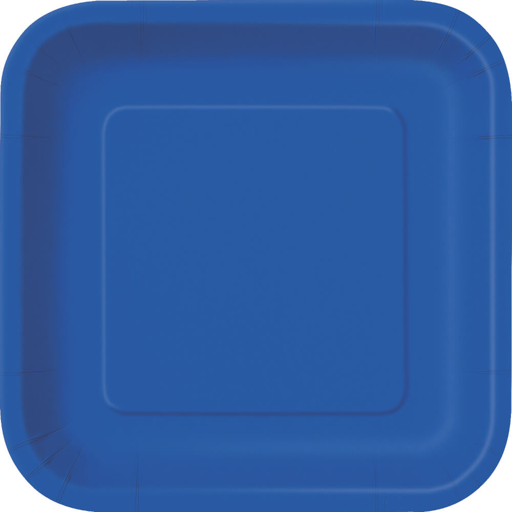 Royal Blue Solid Square Dinner Plates 9in 14ct 