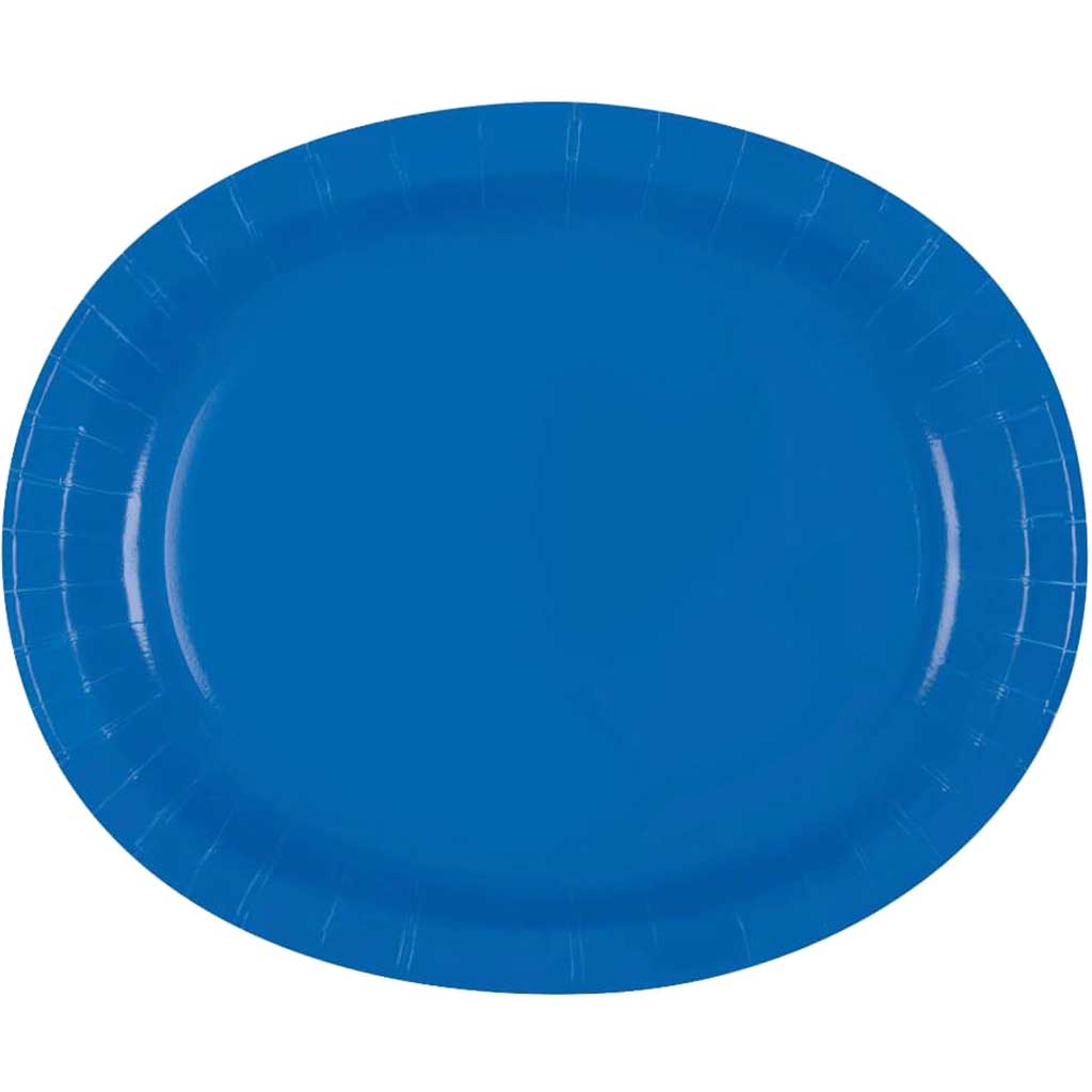 Royal Blue Solid Oval Plates 8ct 