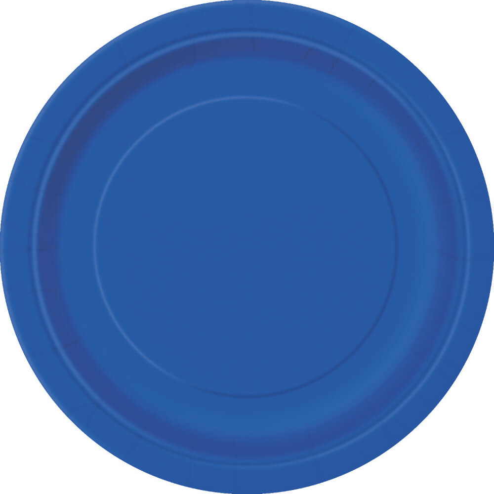 Royal Blue Solid Round Dinner Plates 9in 16ct 