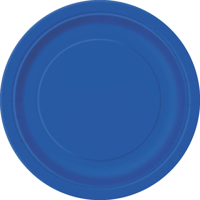 Royal Blue Solid Round Dinner Plates 9in 16ct 