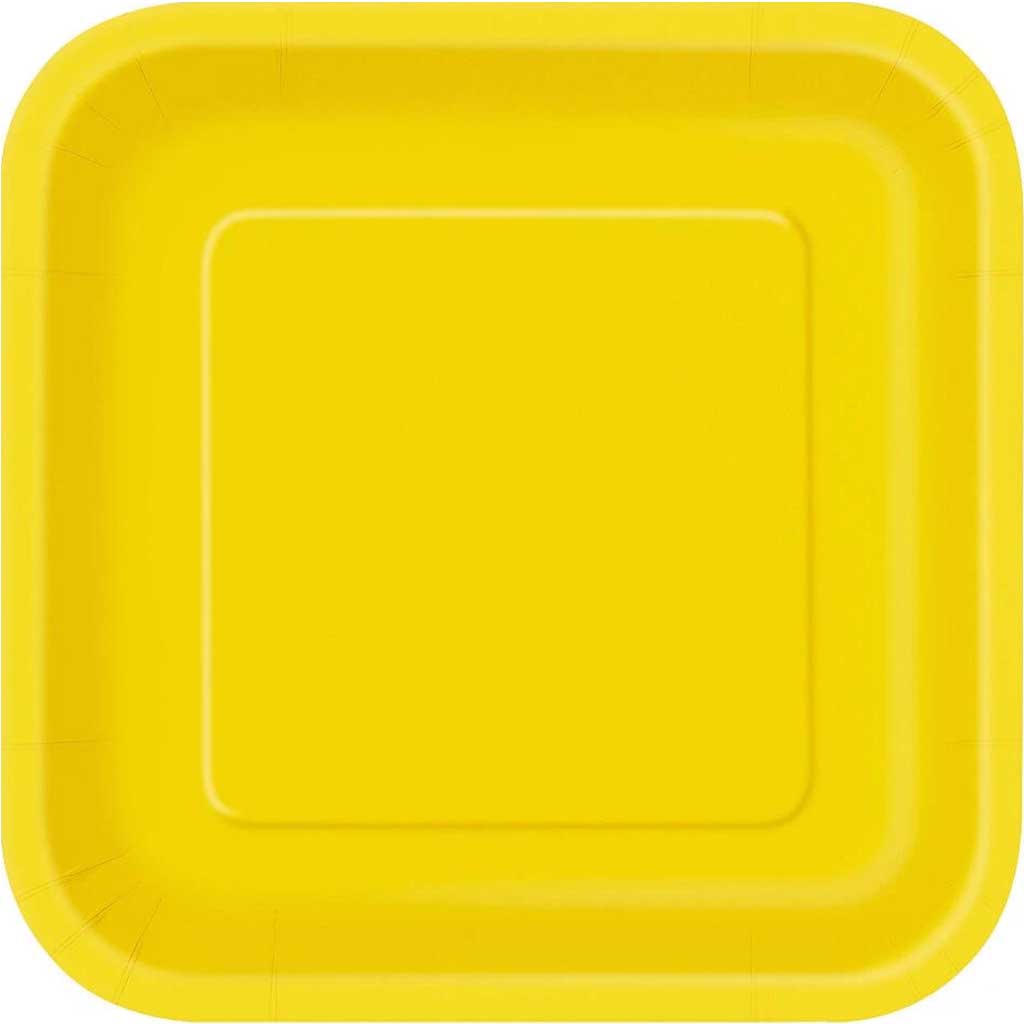 Square Dessert Plates 7in 16ct, Sunflower Yellow Solid 