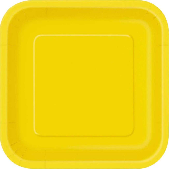 Square Dessert Plates 7in 16ct, Sunflower Yellow Solid 