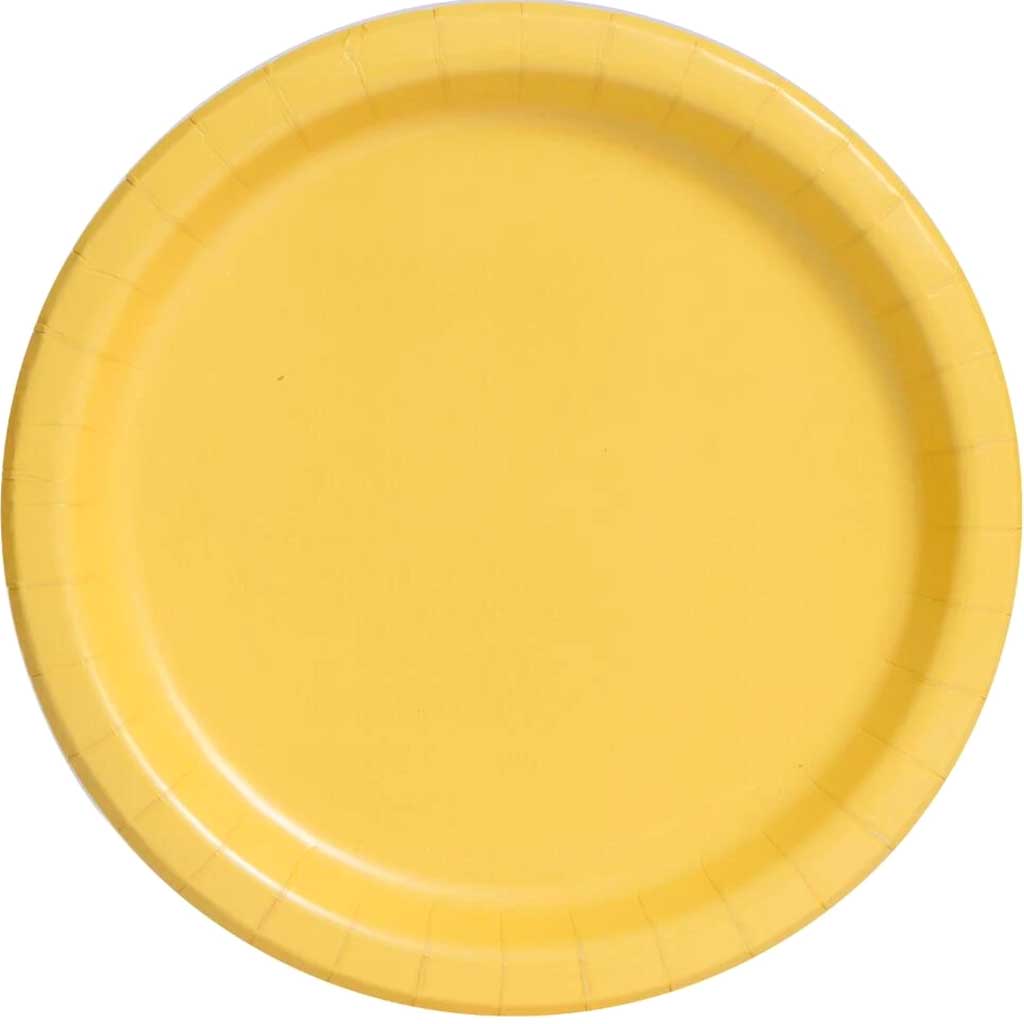 Round Dessert Plates 7in 8ct, Sunflower Yellow Solid 