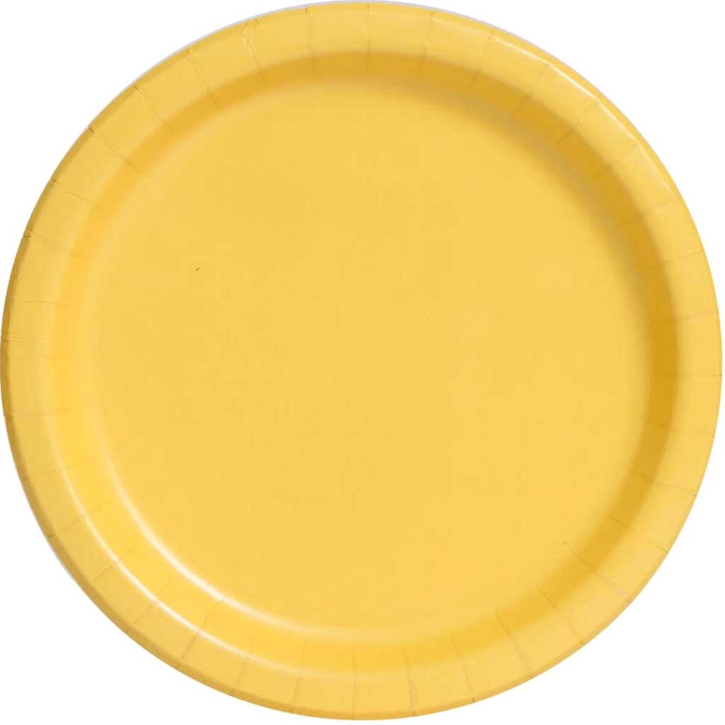 Round Dinner Plates 9in 16ct, Sunflower Yellow Solid 