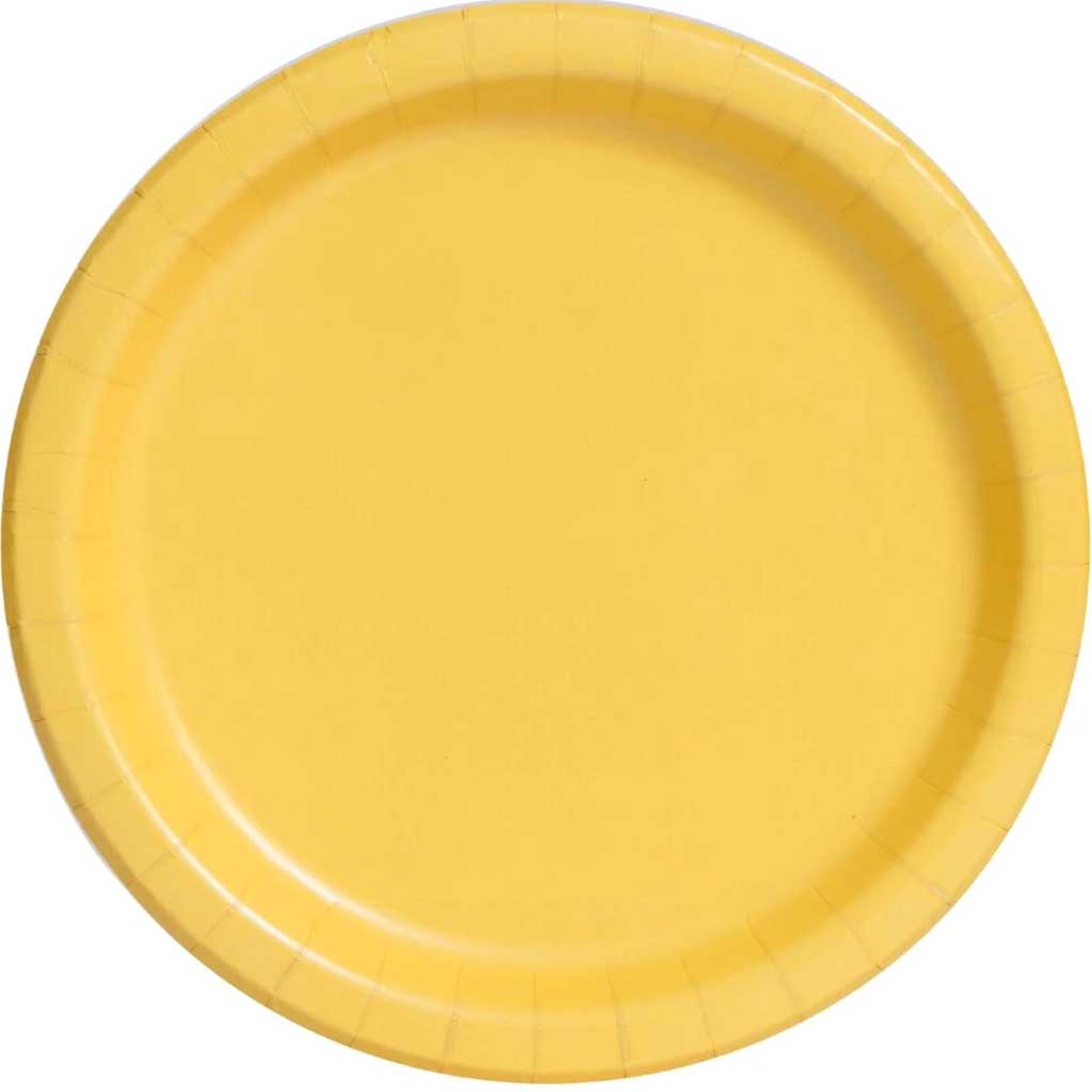 Round Dessert Plates 7in 20ct, Sunflower Yellow Solid 