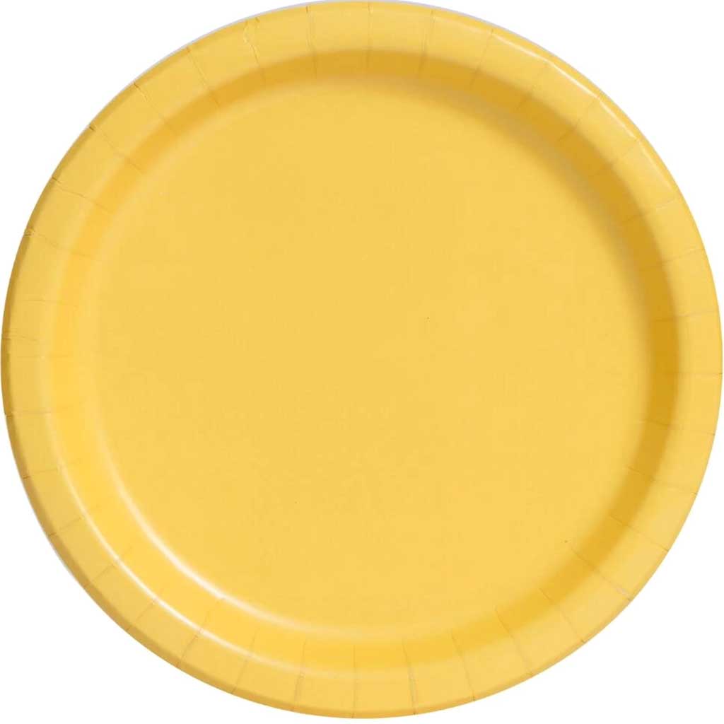 Round Dessert Plates 7in 20ct, Sunflower Yellow Solid 