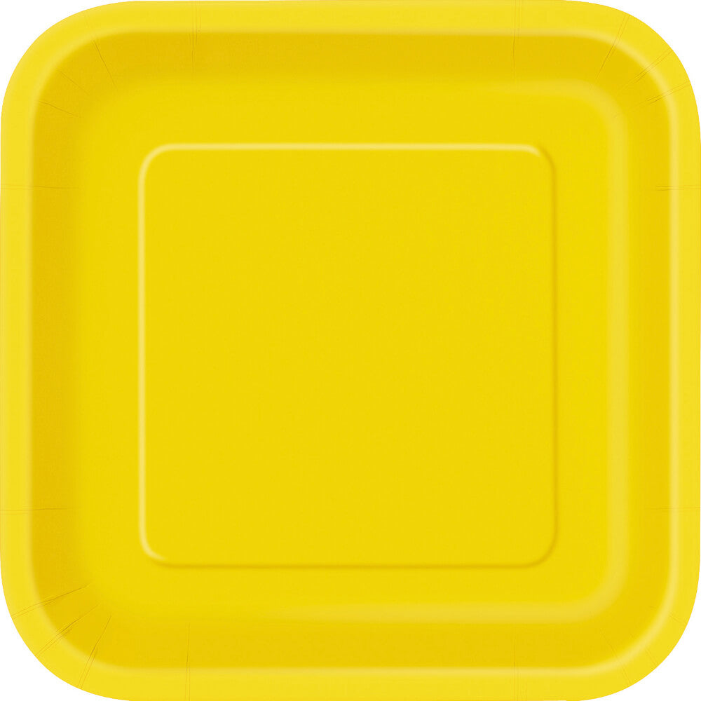 Square Dinner Plates 9in 14ct, Sunflower Yellow Solid 