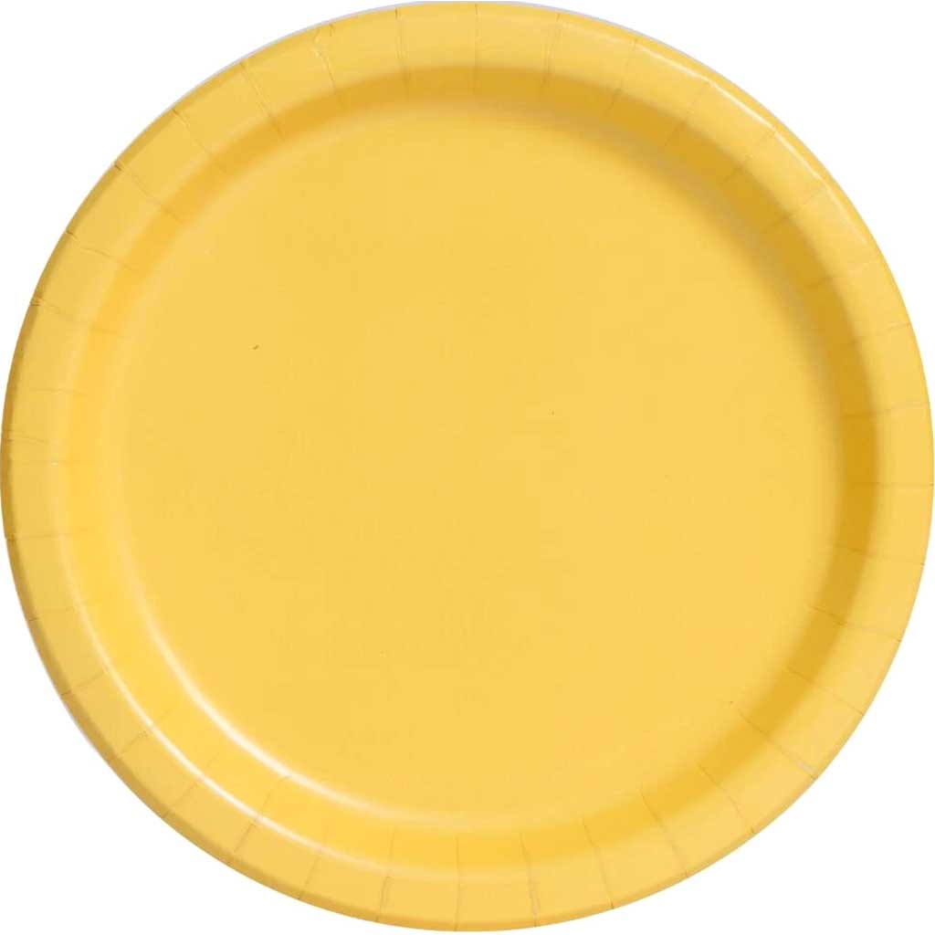 Round Dinner Plates 9in 8ct, Sunflower Yellow Solid 