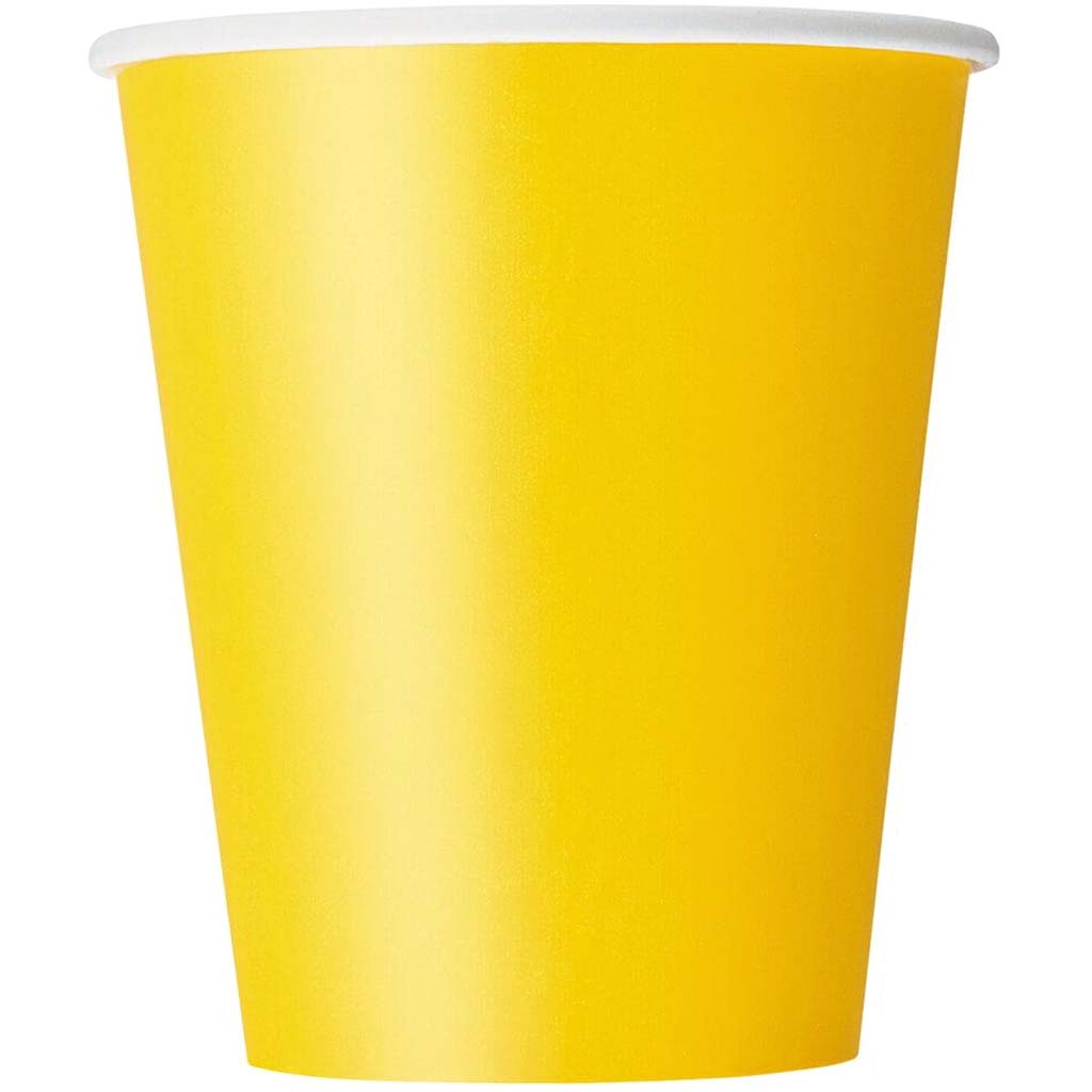 Sunflower Yellow Solid 9oz Paper Cups, 8ct 