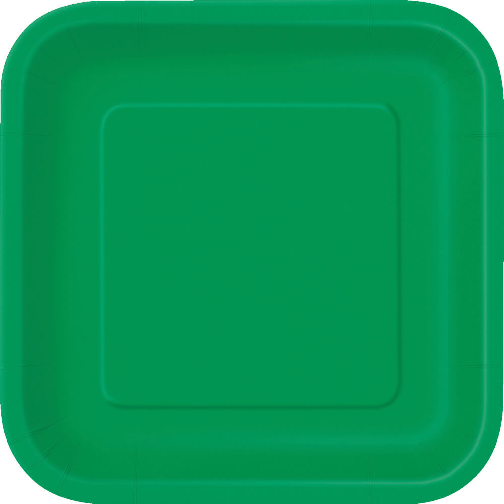 Emerald Green Solid Square Dessert Plates 7in 16ct, 