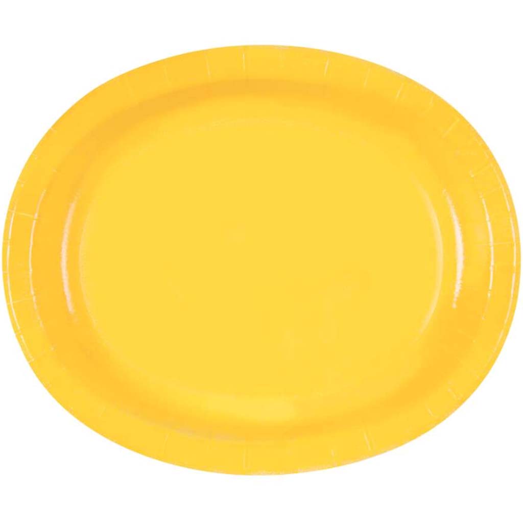 Oval Plates 8ct, Sunflower Yellow Solid 