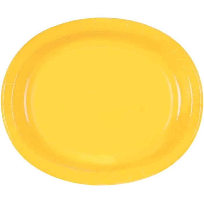 Oval Plates 8ct, Sunflower Yellow Solid 