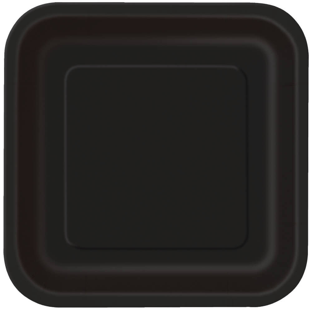 Black Solid Square Dessert Plates 7in, 16ct 