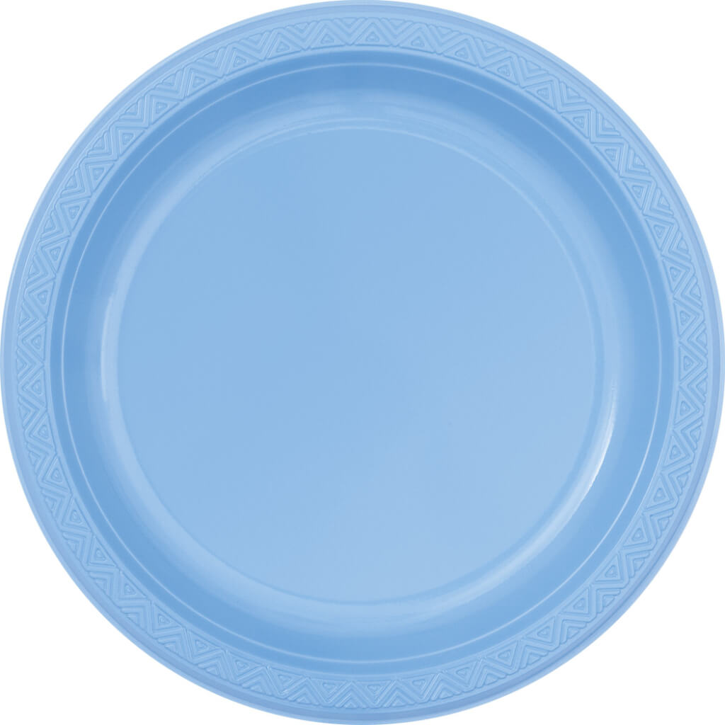 Round Plastic Dinner Plates 9in 8ct, Baby Blue Solid 