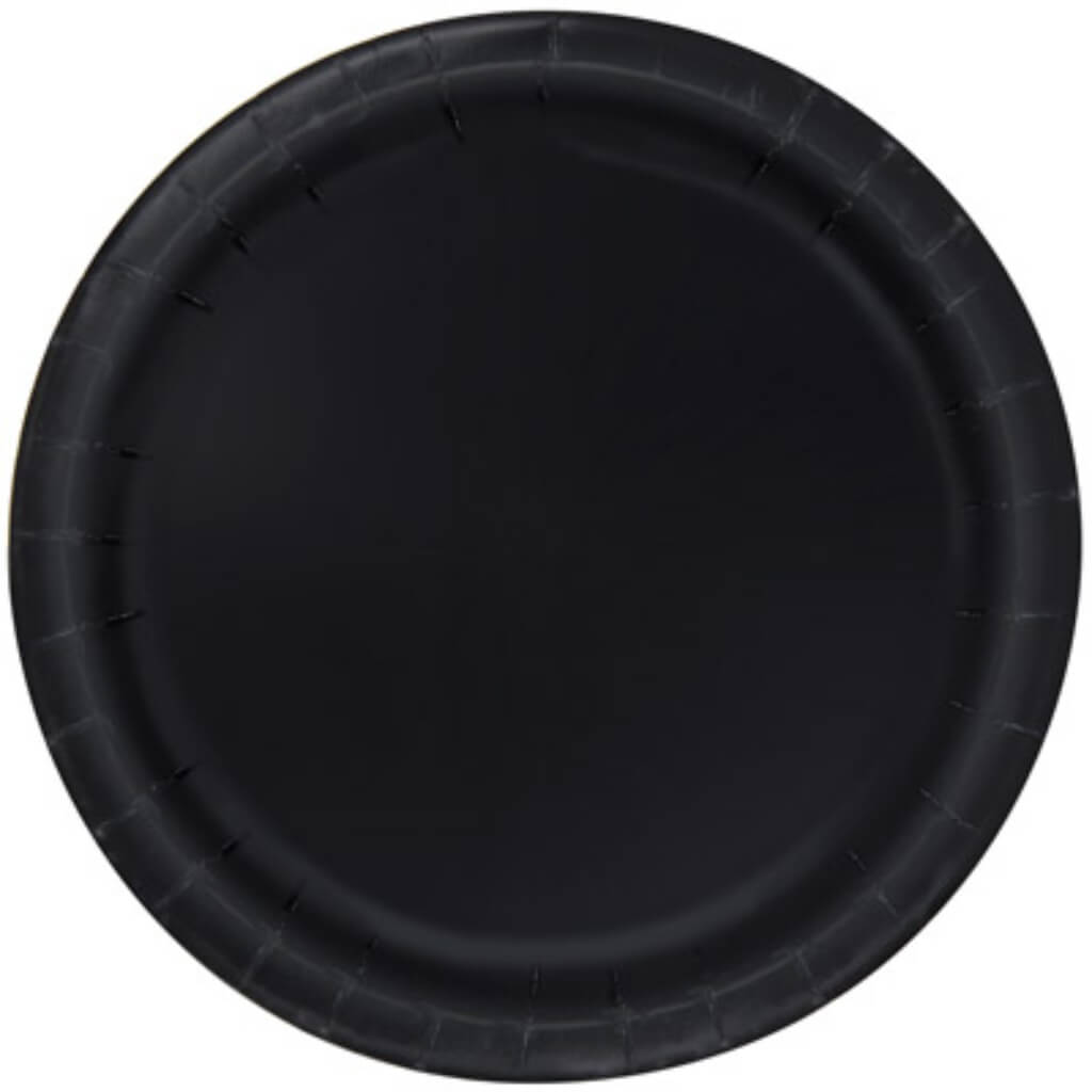 Round Dinner Plates 9in 8ct, Midnight Black Solid 