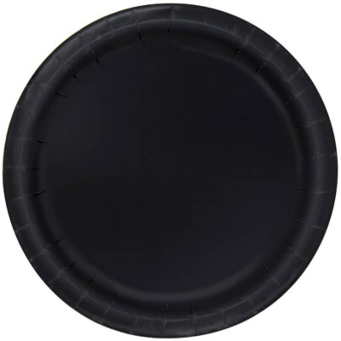 Round Dinner Plates 9in 8ct, Midnight Black Solid 