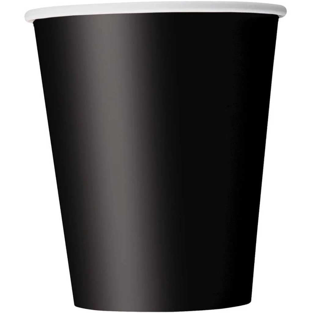 Midnight Black Solid 9oz Paper Cups, 8ct 