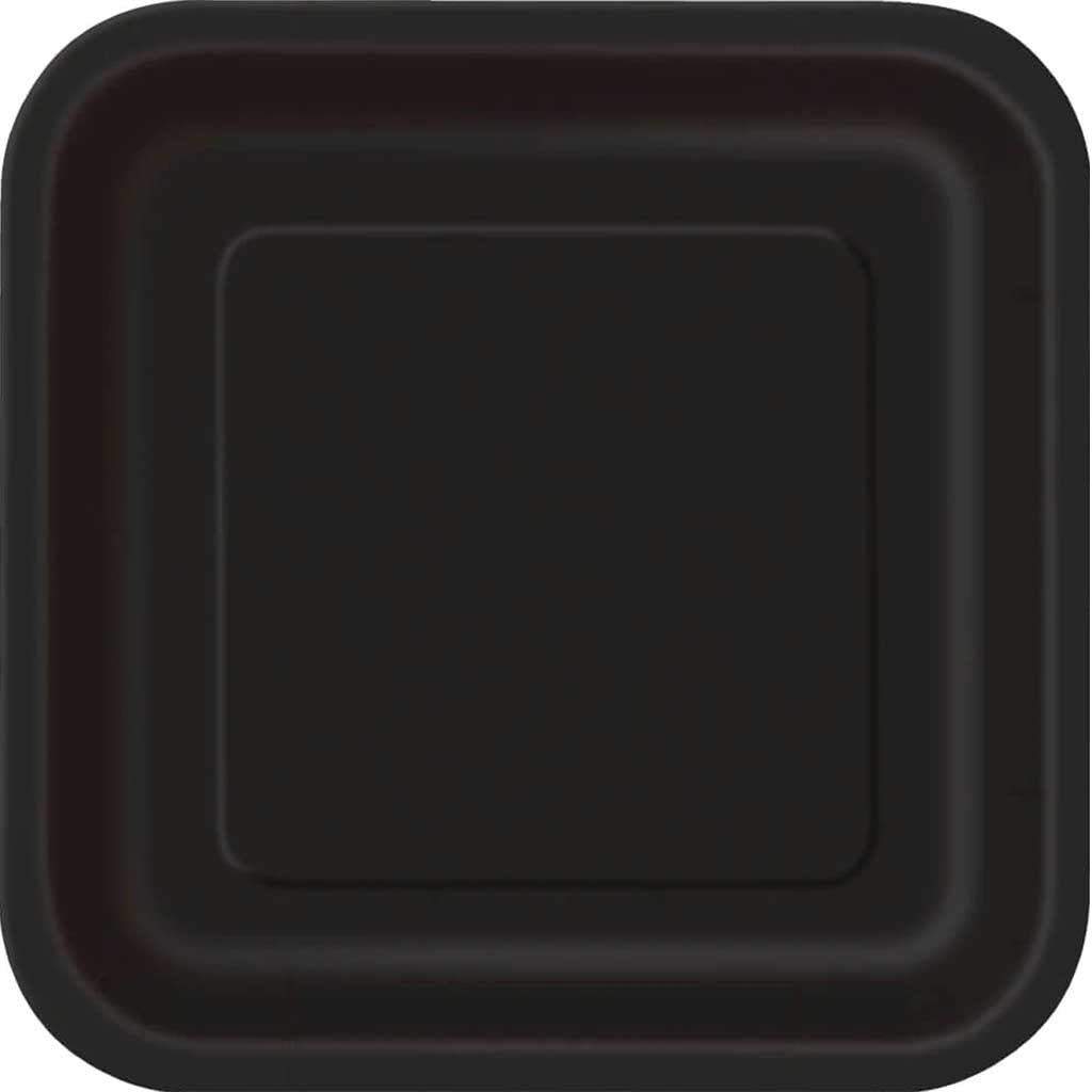 Square Dinner Plates 9in 14ct, Black Solid 