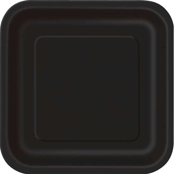 Square Dinner Plates 9in 14ct, Black Solid 