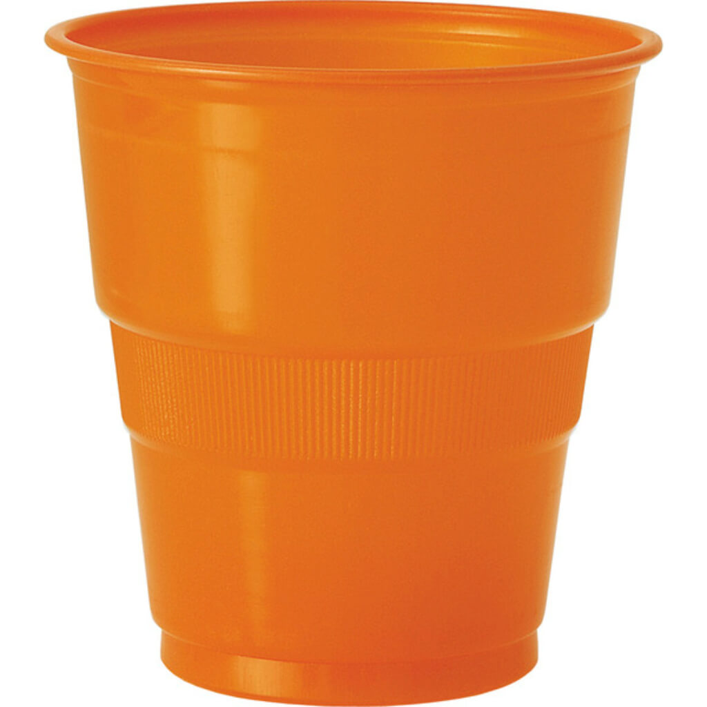 Orange Solid Plastic Cups 9oz, 12Ct 