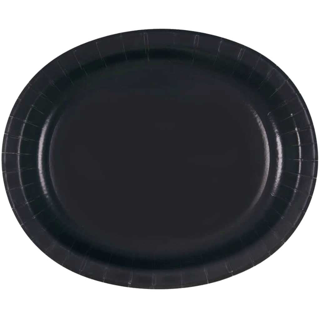 Oval Plates 8ct, Midnight Black Solid 