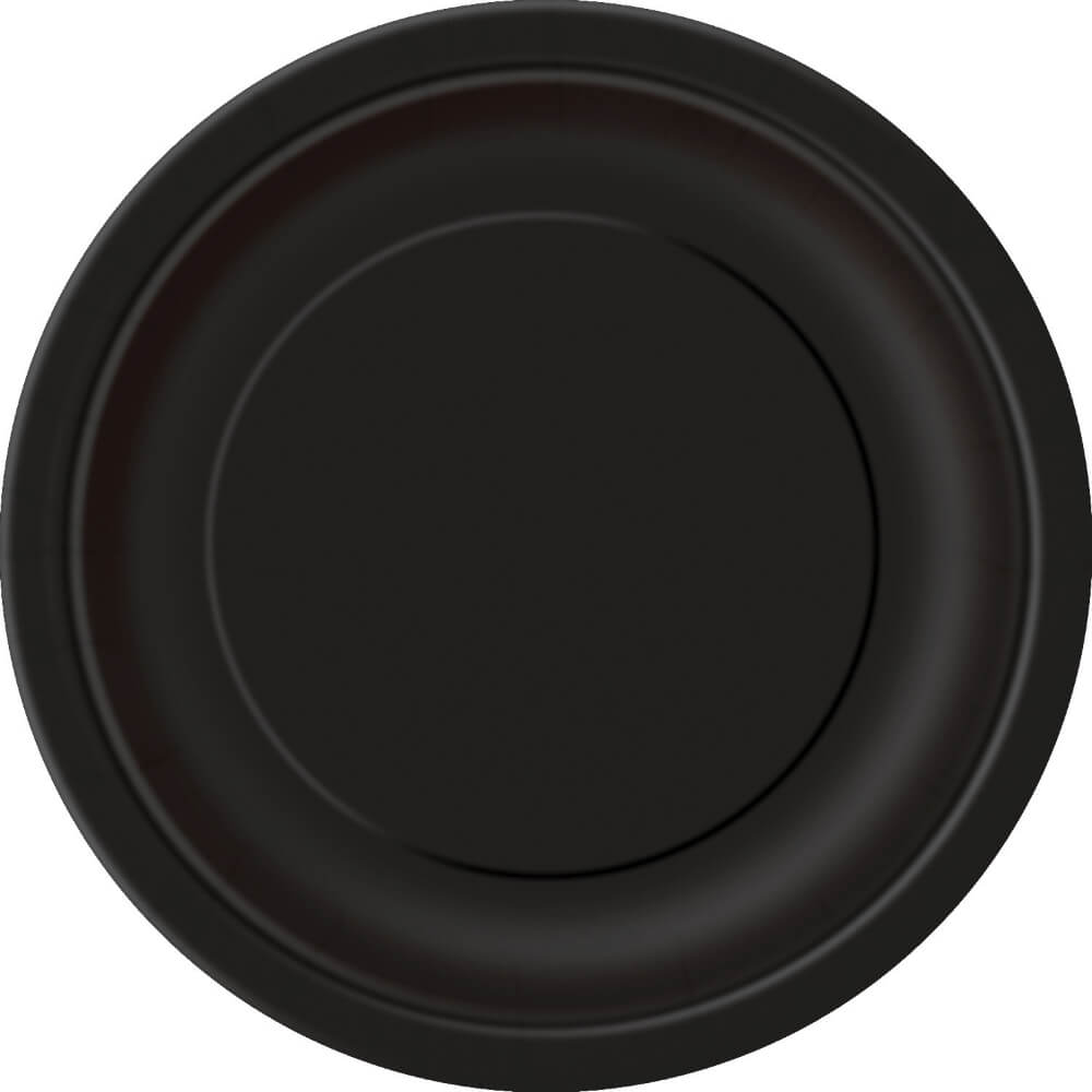 Round Dinner Plates 9in 16ct, Black Solid 