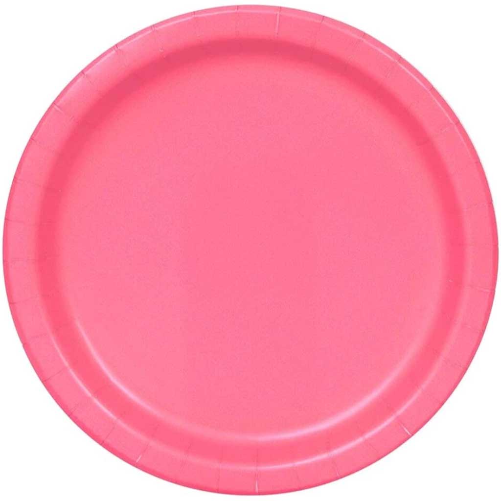 Hot Pink Plastic Plates 8ct 9in