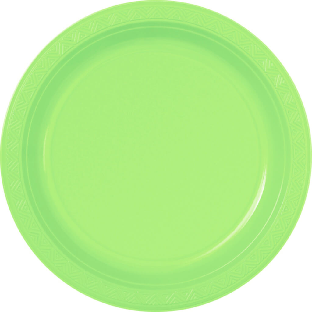 Lime Green Solid Round Plastic Dinner Plates 9in 8ct 