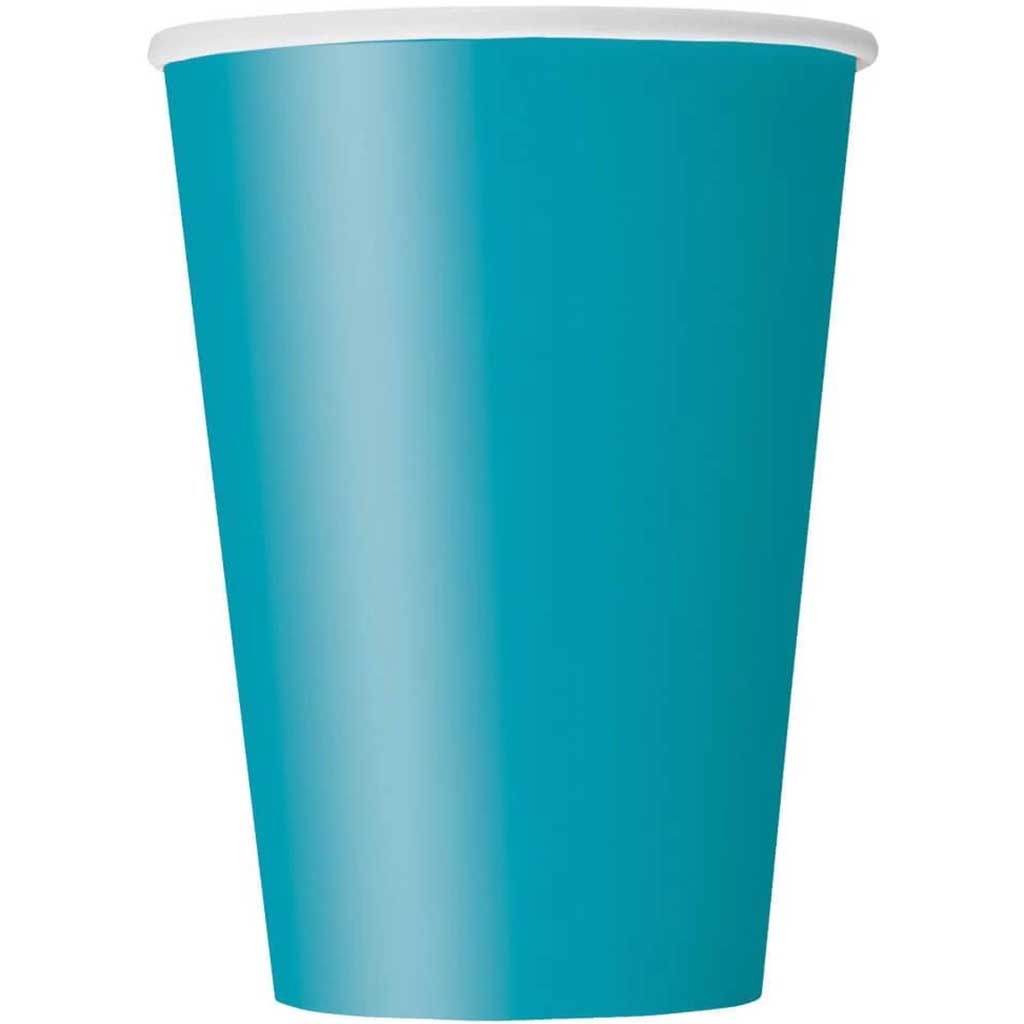 Caribbean Teal Solid 12oz Paper Cups, 10ct 