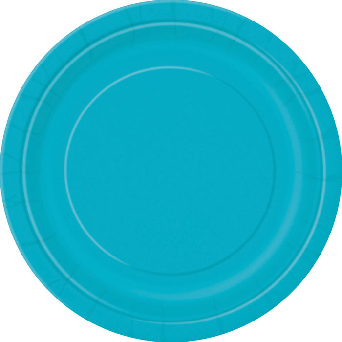 Caribbean Teal Solid Round Dinner Plates 9in 16ct 