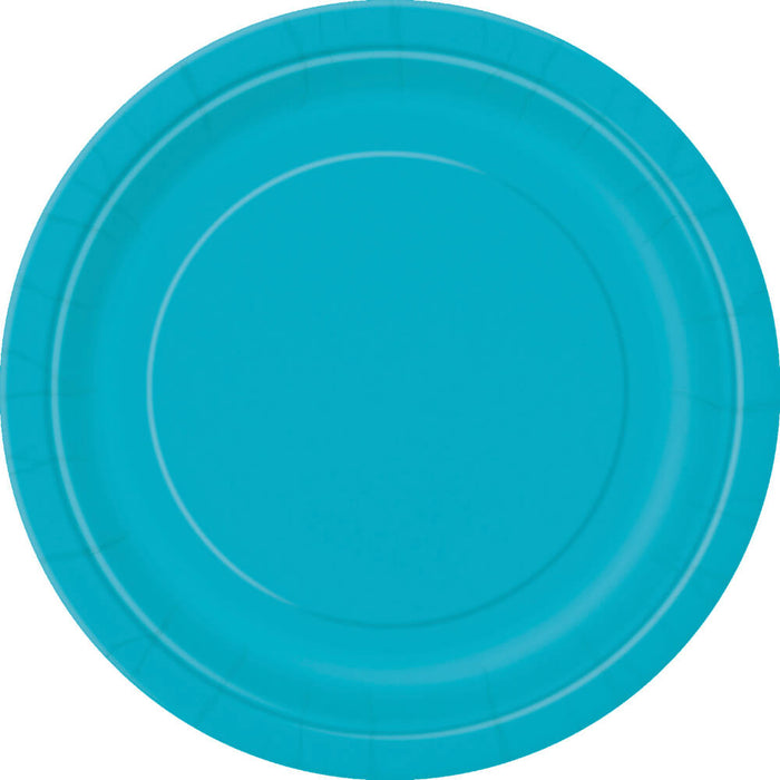 Caribbean Teal Solid Round Dessert Plates 7in 20ct 
