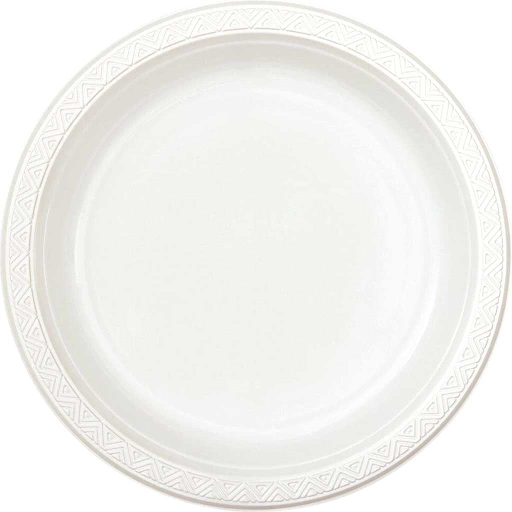 Round Plastic Dessert Plates 7in 12ct, White Solid 