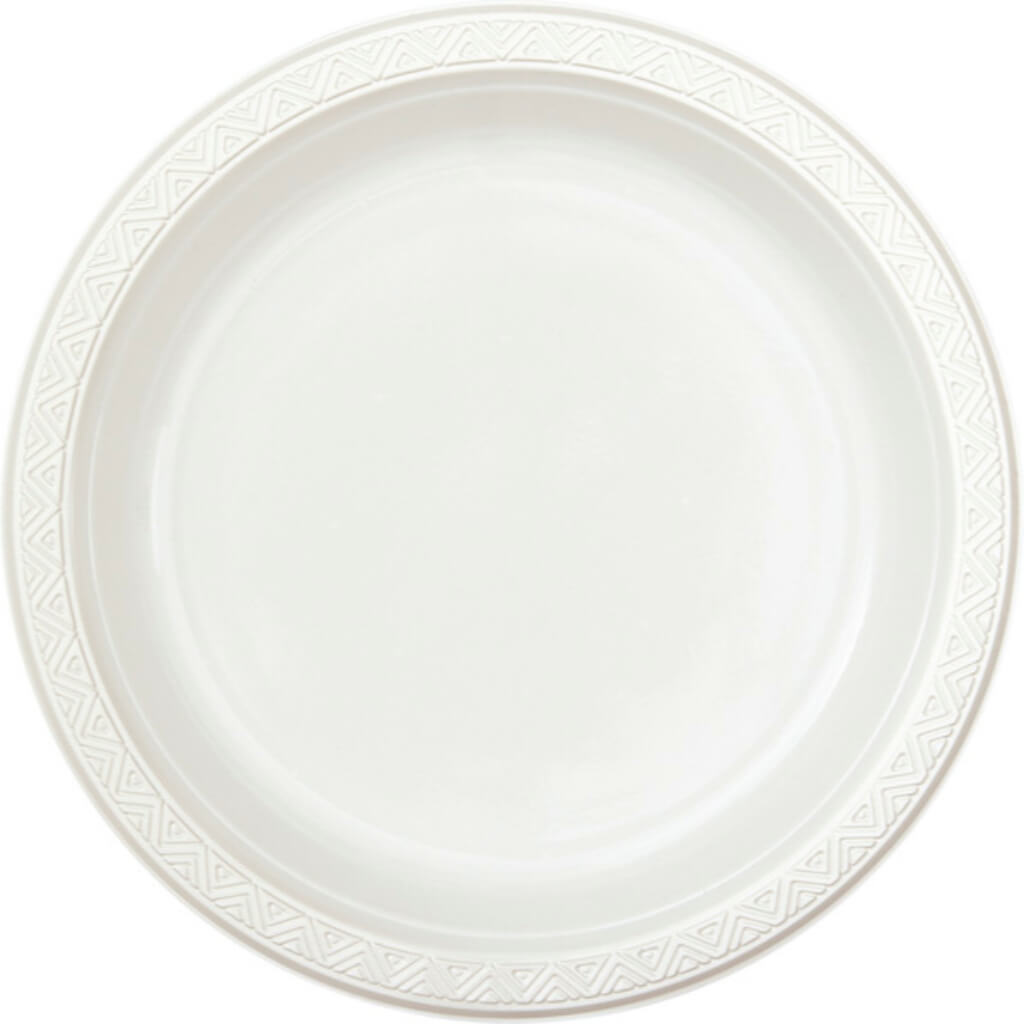 White Solid Round Plastic Dinner Plates 9in 8ct, 