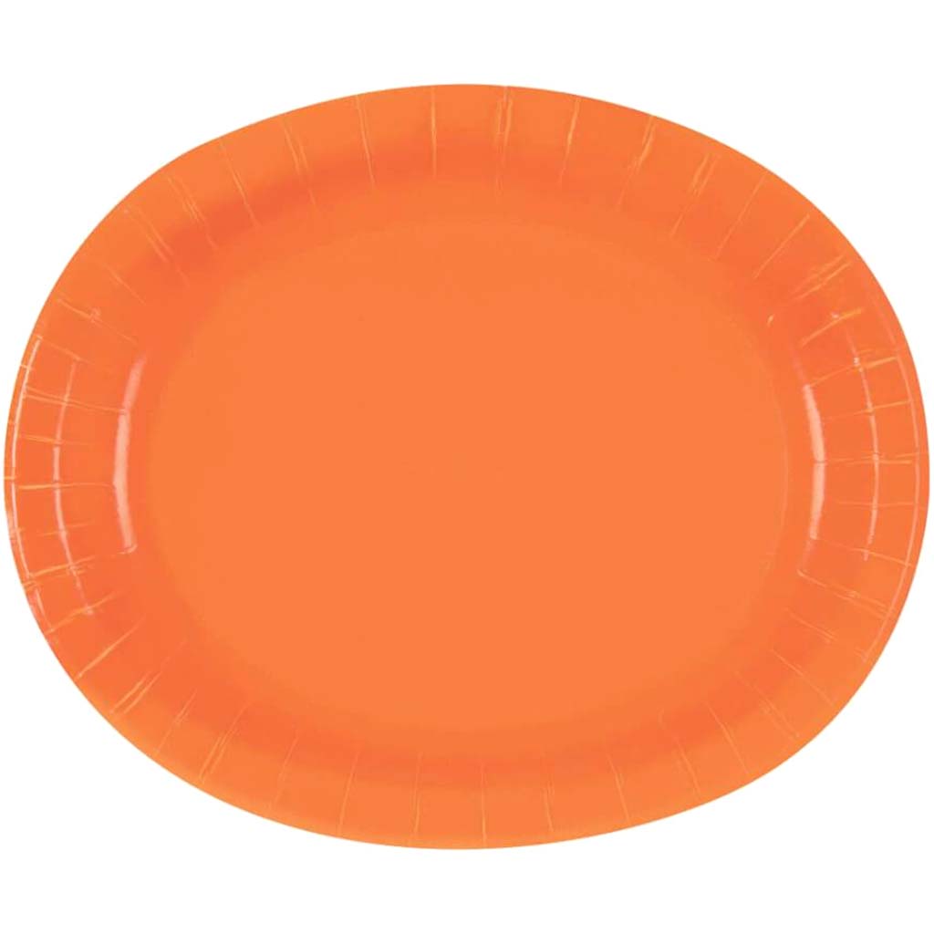 Oval Plates 8ct, Pumpkin Orange Solid 