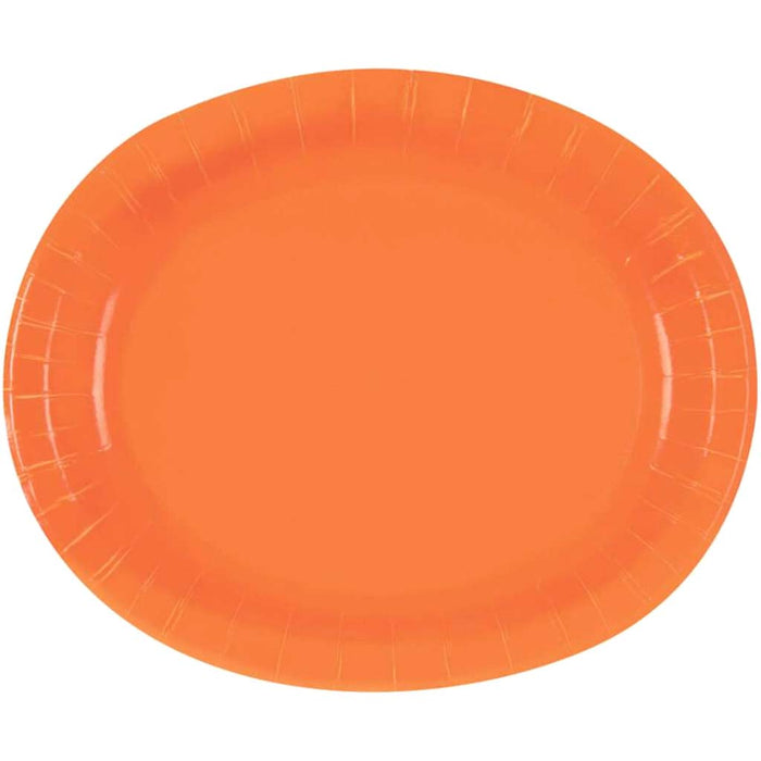 Oval Plates 8ct, Pumpkin Orange Solid 