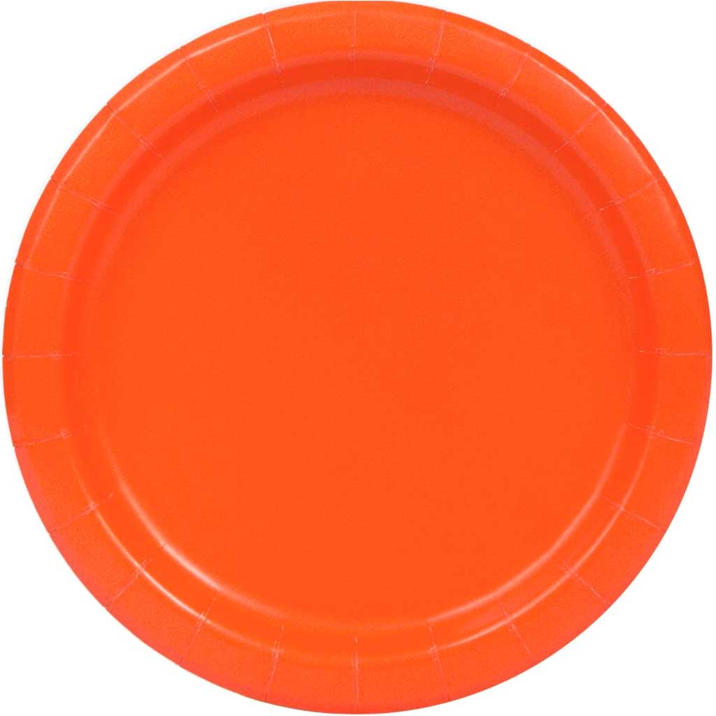 Round Dessert Plates 7in 8ct, Pumpkin Orange Solid 