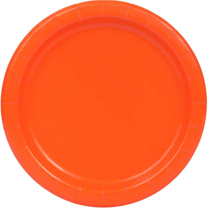 Round Dessert Plates 7in 8ct, Pumpkin Orange Solid 