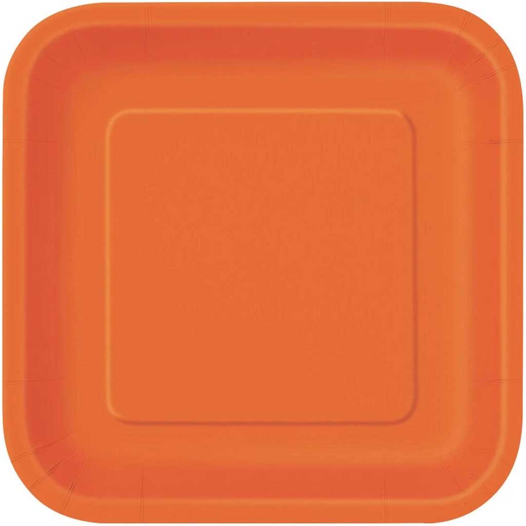 Square Dessert Plates 7in 16ct, Pumpkin Orange Solid 