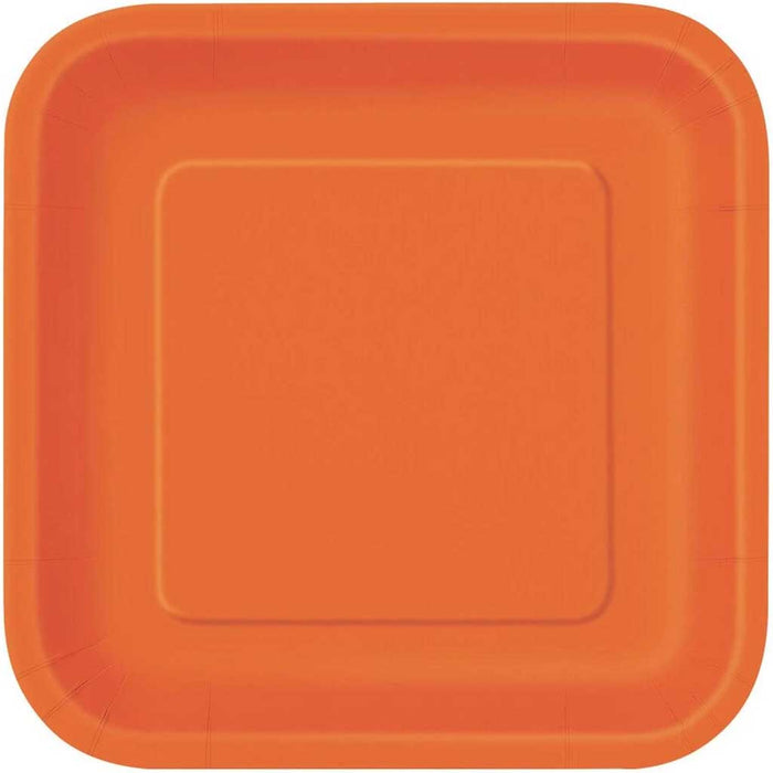 Square Dessert Plates 7in 16ct, Pumpkin Orange Solid 