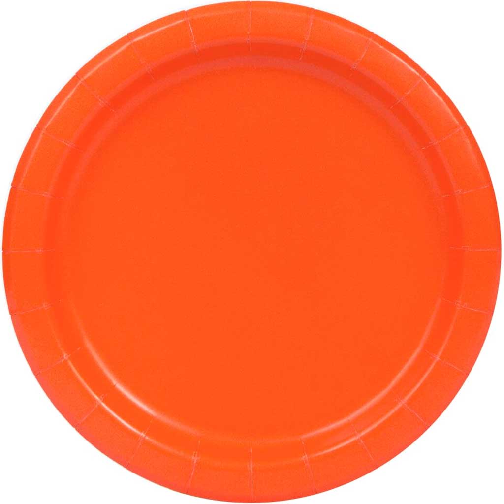 Round Dessert Plates 7in 20ct, Pumpkin Orange Solid 