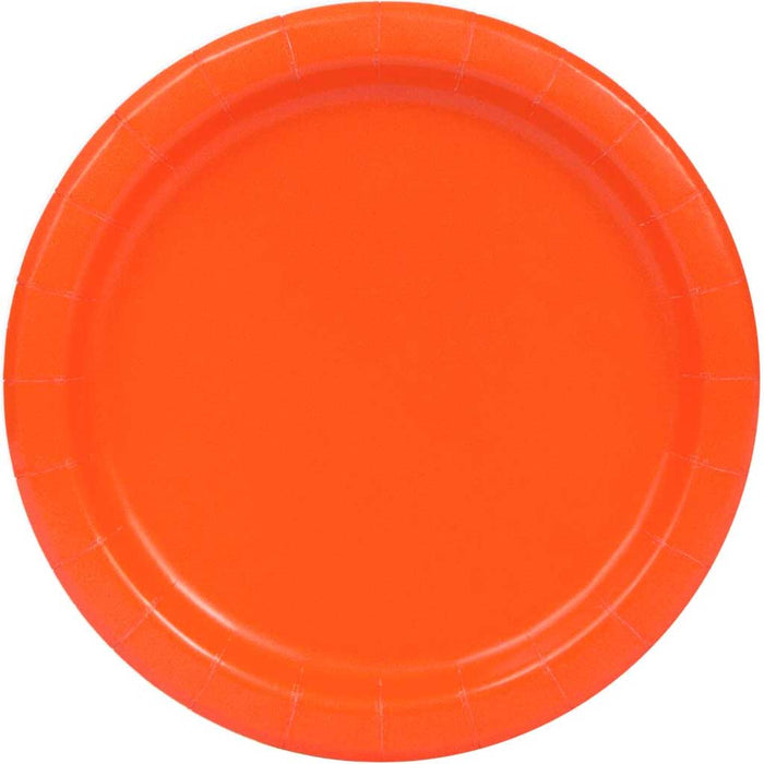 Round Dessert Plates 7in 20ct, Pumpkin Orange Solid 