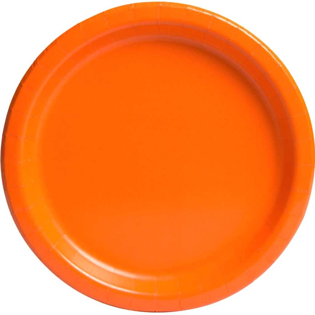 Round Dinner Plates 9in 16ct, Pumpkin Orange Solid 