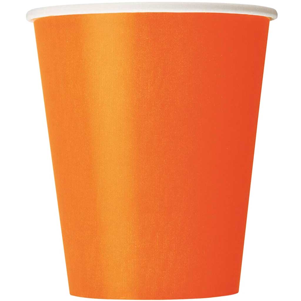 Pumpkin Orange Solid 9oz Paper Cups, 8ct 