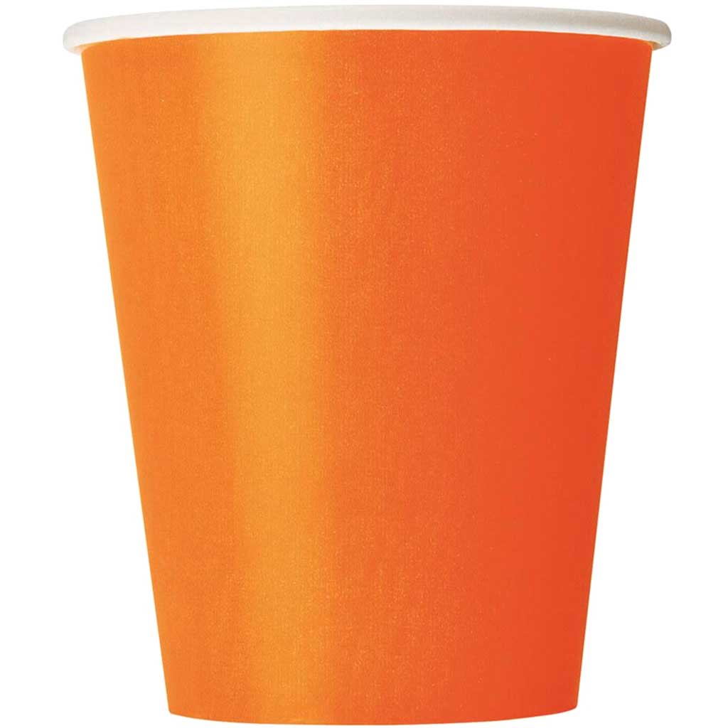 Pumpkin Orange Solid 9oz Paper Cups, 8ct 