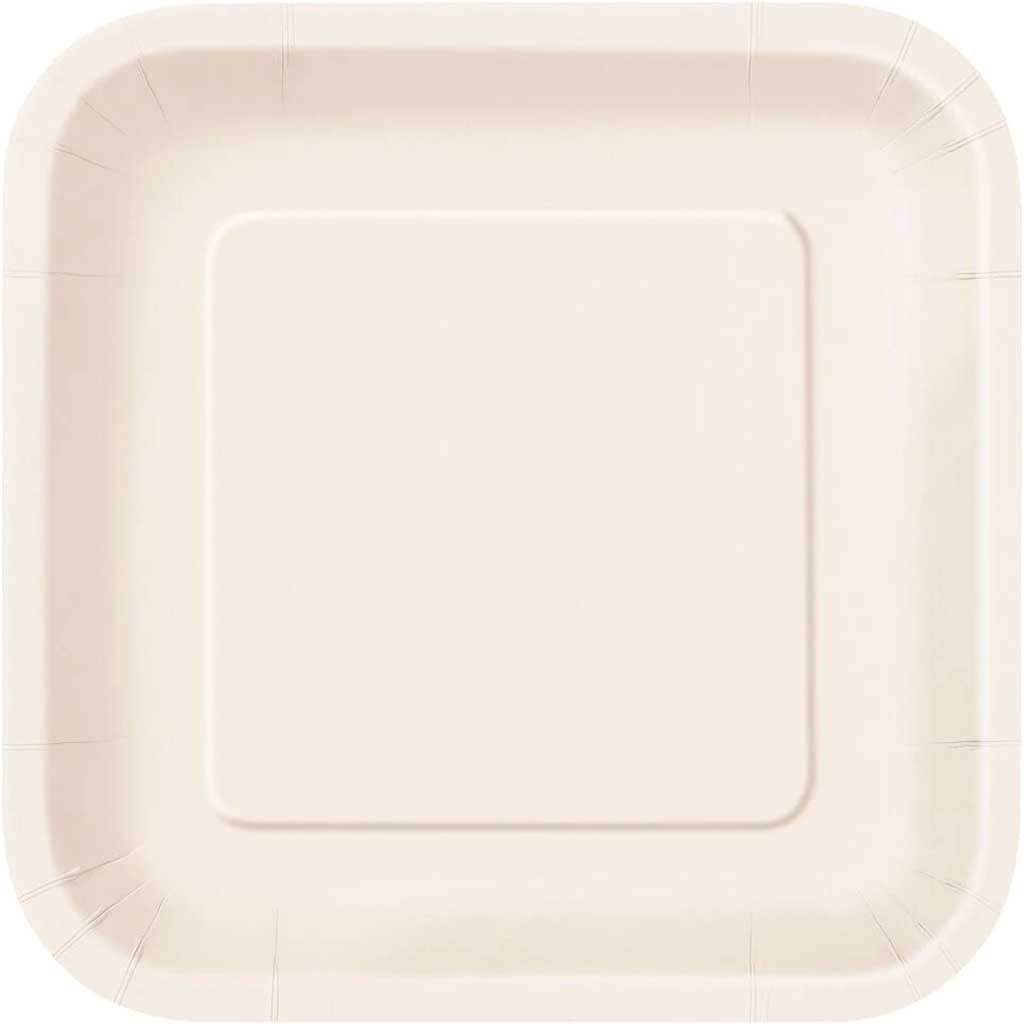 Square Dessert Plates 7in 16ct, Ivory Solid 